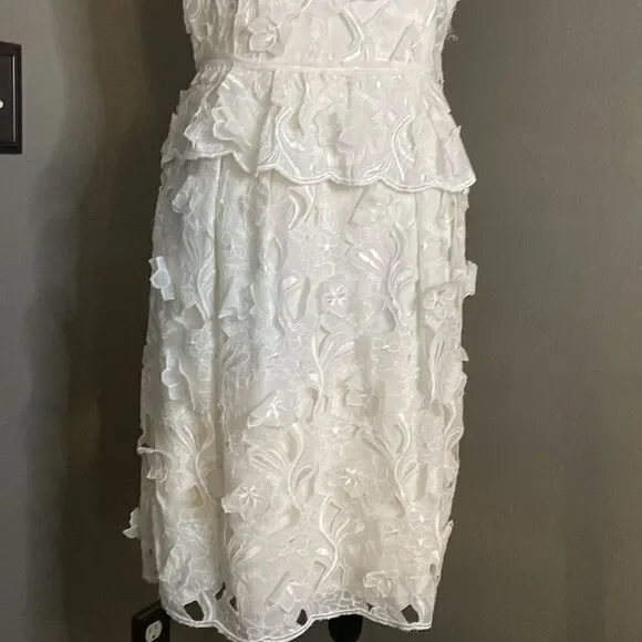 knee length dresses for ladies BCBGMAXAZRIA Payten Long-Sleeve Lace-Insert Shift Dress – Runway Catalog main image 0